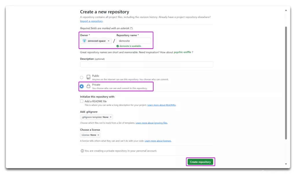 Github create new repository